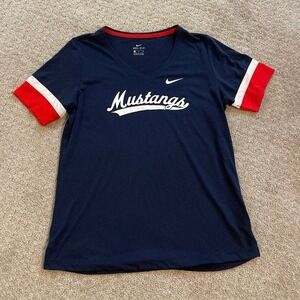 Nike Dri-Fit SMU Mustangs Blue V-Neck Top XL